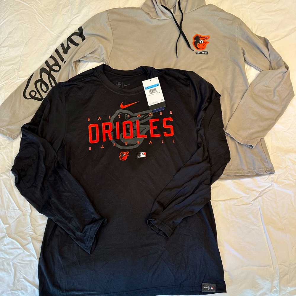 🆕 ⚾️ Black Baltimore Orioles Nike T-Shirt + EUC Gray Orioles Shirt